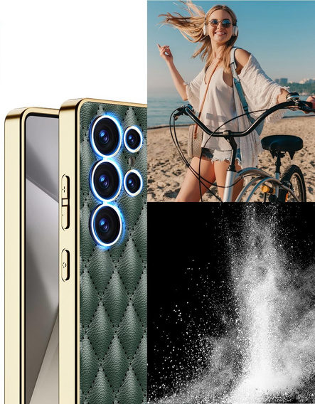 Pouzdro pro Samsung Galaxy S25 Ultra, Leather Rhombus, zelené