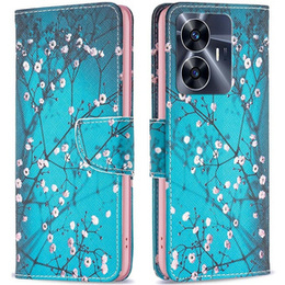 Klopové pouzdro pro Realme C55, Wallet, Sakura, modré