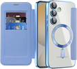 Klopové pouzdro pro Samsung Galaxy S25 FE, RFID Wallet MagSafe CamShield, modré