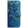 Klopové pouzdro pro Oppo A17, Wallet flowers, modré