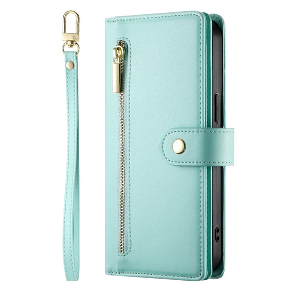 Klopové pouzdro pro Xiaomi Poco X7 Pro 5G, Wallet Zipper Pocket, zelené