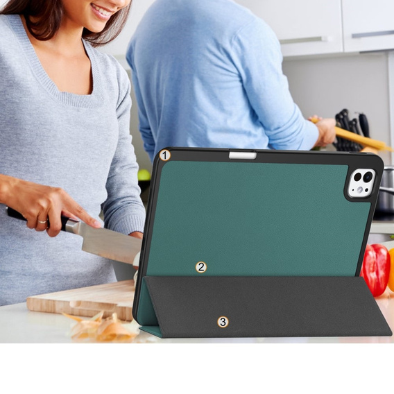 Pouzdro pro iPad Pro 11" 2024 (5 gen.), Smartcase s prostorem pro stylus, zelené