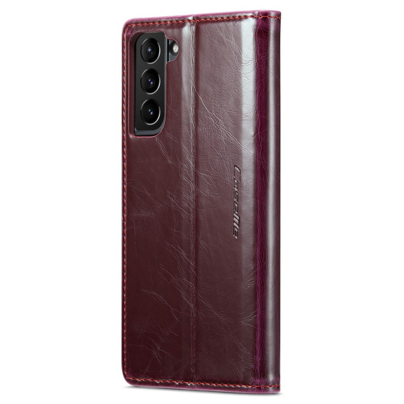 CASEME flipové pouzdro pro Samsung Galaxy S21 FE, Waxy Textured, červené