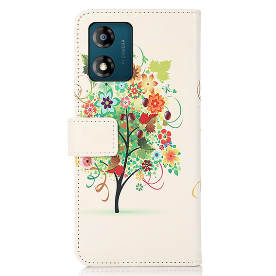 Klopové pouzdro pro Motorola Moto E13, Wallet Tree, bílé