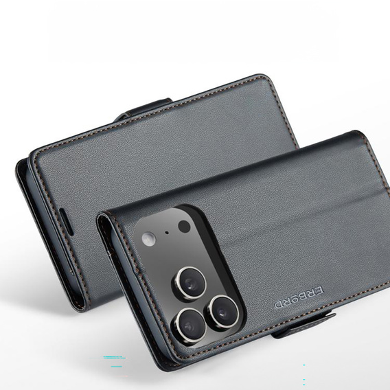 Lesklé peněženkové pouzdro Litchi pro iPhone 17 Pro Max