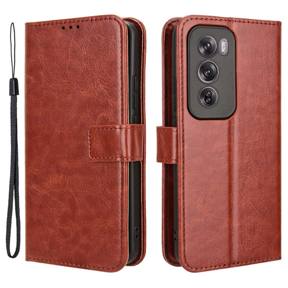 Klopové pouzdro pro Oppo Reno 12, Crazy Horse Wallet, hnědé