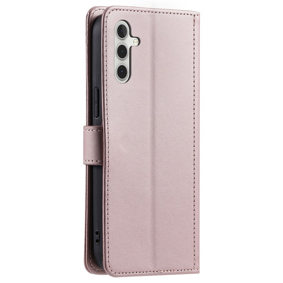 Pouzdro s klopou pro Samsung Galaxy S25 FE, Rhombus Crossbody Leather, růžové rose gold