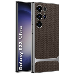 Pouzdro pro Samsung Galaxy S23 Ultra, GKK Woven Leather, káva