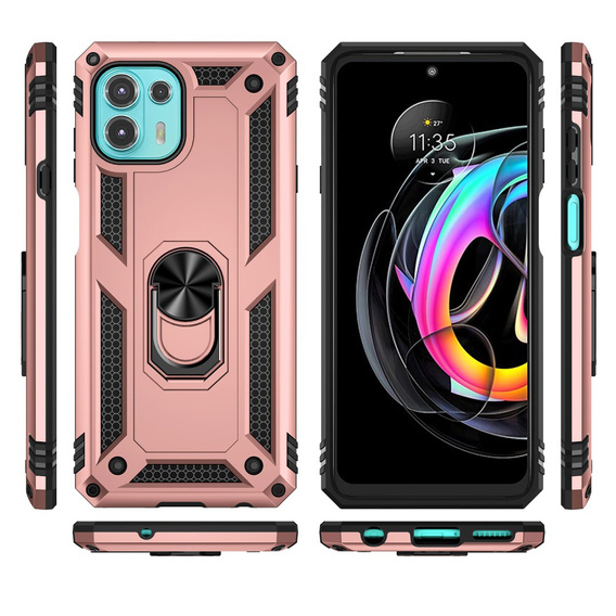 Pancéřové pouzdro pro Motorola Edge 20 Lite, Nox Case Ring, růžové rose gold