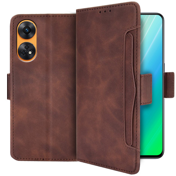 Klopové pouzdro pro Oppo Reno8 T, Card Slot, hnědé