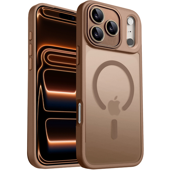 Pouzdro pro iPhone 16 Pro, pro MagSafe, ERBORD Matt Case, desert titanium + sklo na displej