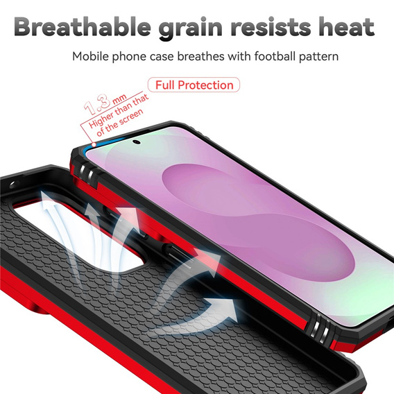 Pevné pouzdro s podstavcem a krytem objektivu pro Samsung Galaxy S26, červené