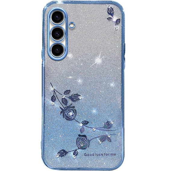 Pouzdro pro Samsung Galaxy A54, Glitter Flower, modré
