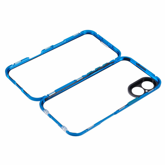 Pouzdro pro iPhone 16, Magnetic Dual Glass, modré