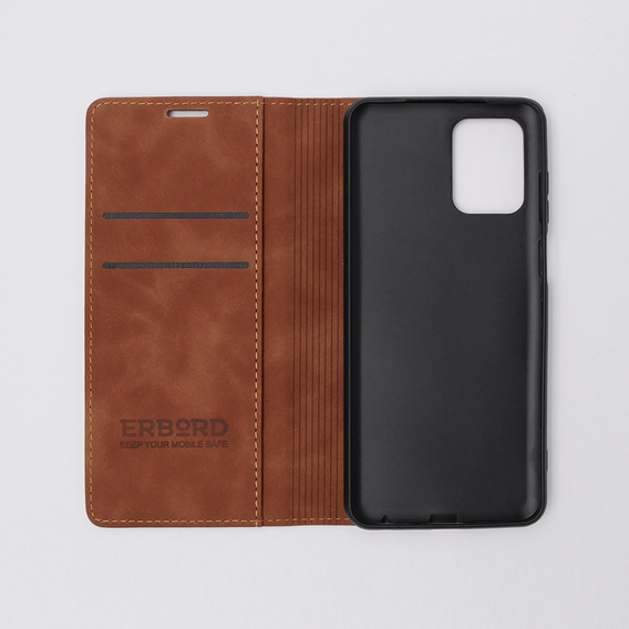 Pouzdro pro Motorola Moto E13 4G, ERBORD Vintage peněženka s klopou, hnědé