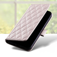 Pouzdro s klopou pro Samsung Galaxy A16, Rhombus Crossbody Leather, růžové rose gold