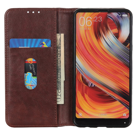 Pouzdro pro Xiaomi 14T, Wallet Litchi Leather, hnědé