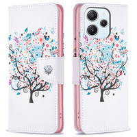 Klopové pouzdro pro Xiaomi Redmi 12 4G, Wallet, colorful tree, bílé