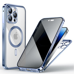 Pouzdro pro iPhone 14 Pro Max, Privacy Dual Glass, pro MagSafe, modré