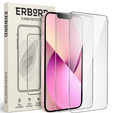 2x tvrzené sklo pro iPhone 13 Mini, ERBORD 9H Hard Glass na displeji