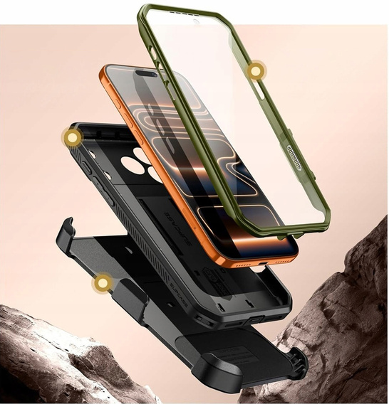 Pouzdro Supcase pro iPhone 17 Pro Max, Unicorn Beetle Pro, Guldan