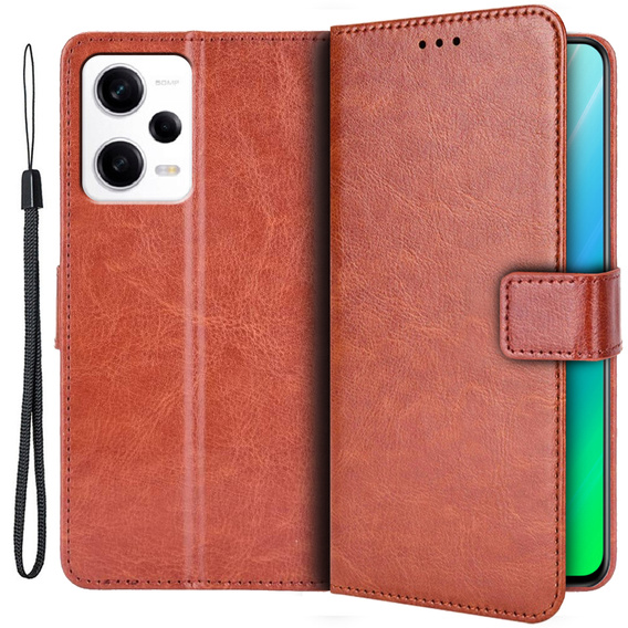 Klopové pouzdro pro Xiaomi Redmi Note 12 5G / POCO X5 5G, Crazy Horse Wallet, hnědé