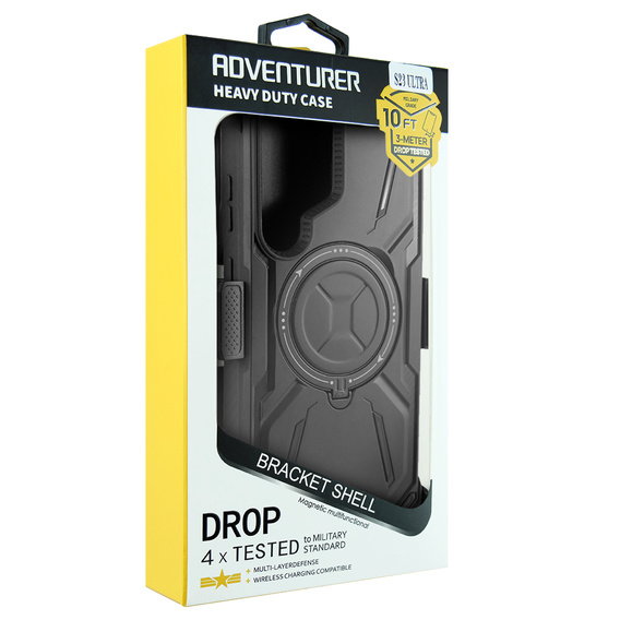 Pouzdro pro Samsung Galaxy S23 Ultra, Heavy Duty Ring Belt Clip, černé
