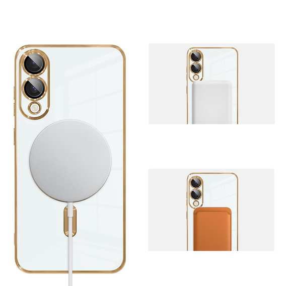 Pouzdro pro Samsung Galaxy S25 Edge, Electro MagSafe, zlaté + sklo na displej