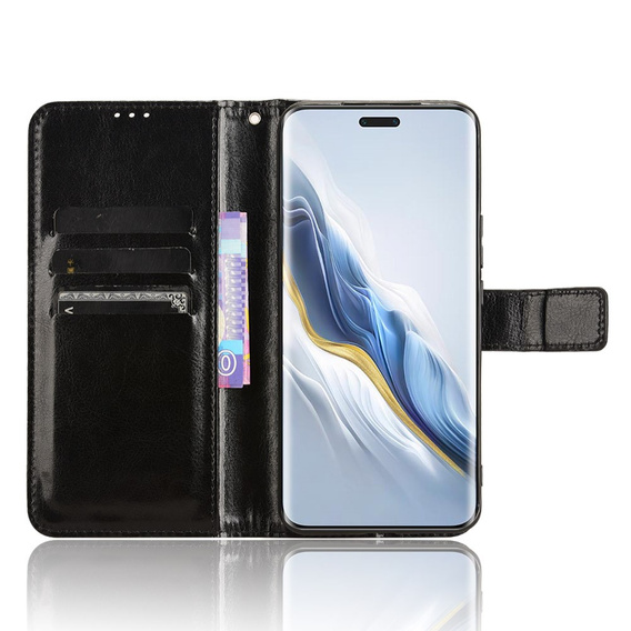 Klopové pouzdro pro Honor Magic 6 Pro 5G, Crazy Horse Wallet, černé