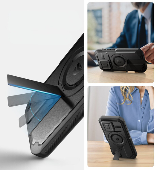 Pancéřové pouzdro pro iPhone 16 Pro Max, Dexnor CamProtect MagSafe, černé (dva rámečky)