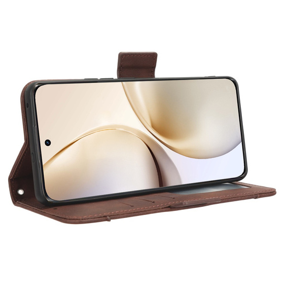 Klopové pouzdro pro Realme 14 Pro+ 5G, Card Slot, hnědé