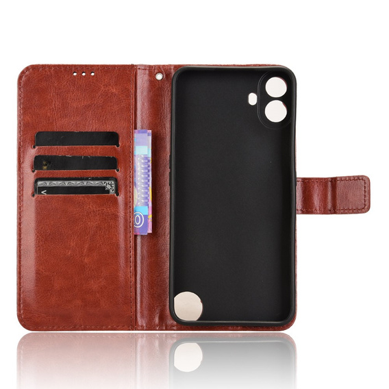 Klopové pouzdro pro Nothing CMF Phone 1, Crazy Horse Wallet, hnědé