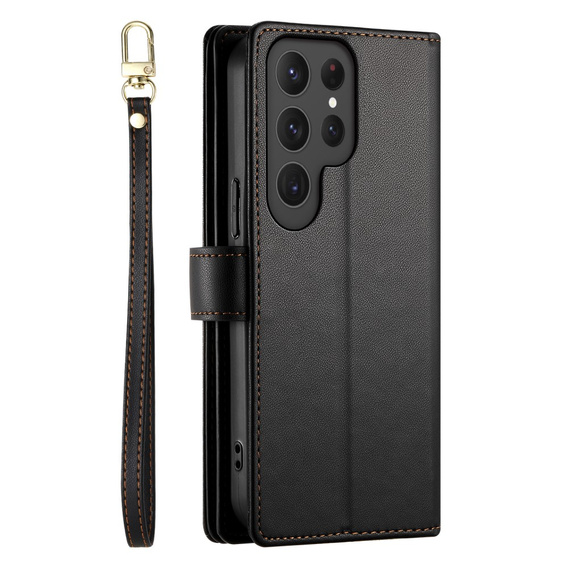 Klopové pouzdro pro Samsung Galaxy S25 Ultra, Wallet Zipper Pocket, černé