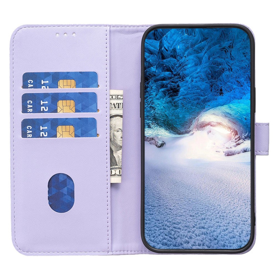 Klopové pouzdro pro Samsung Galaxy A25 5G, BINFEN Wallet, fialové + 9H sklo 