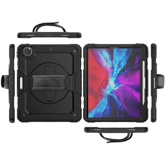 Obrněné pouzdro pro iPad Pro 12.9 2022 / 2021 / 2020 / 2018, ochranné 360 se slotem na stylus, černé