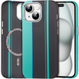 Pouzdro pro iPhone 15, Carbon Fiber MagSafe, černá / modrá