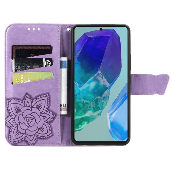 Klopové pouzdro pro Samsung Galaxy A16, Butterfly, fialové