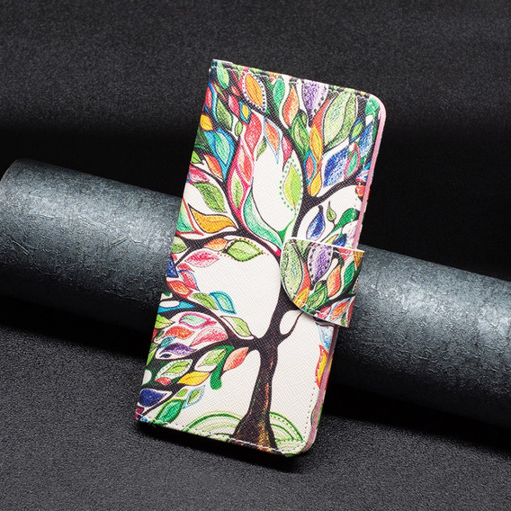 Klopové pouzdro pro Samsung Galaxy M34, Wallet, tree of life, bílé