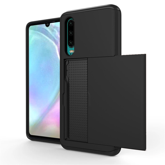 Pouzdro pro Huawei P30, Sliding Card Holder, černé