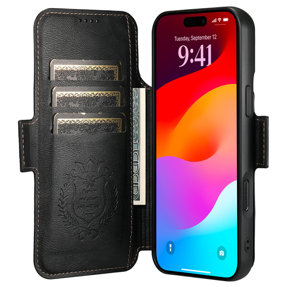 Flipové pouzdro 2 v 1 pro iPhone 17 Pro, SUTENI, pro MagSafe, černé