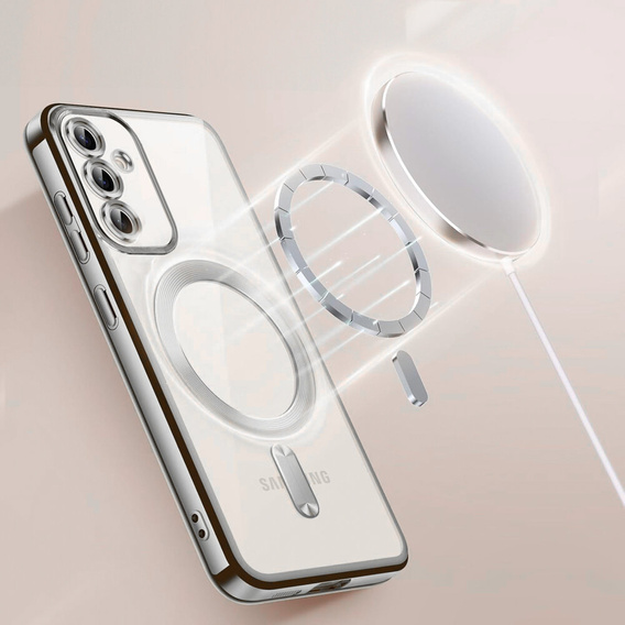 Pouzdro pro Samsung Galaxy S23 Plus, Electro MagSafe, stříbrné + sklo na displej