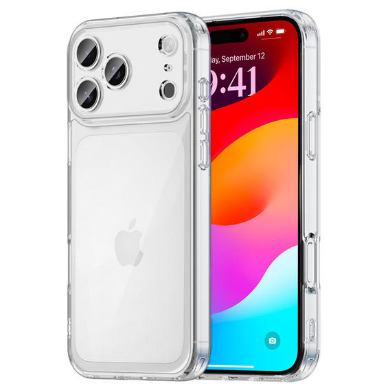 Silikonové pouzdro pro iPhone 17 Pro Max, s tvrdou zadní stranou, průhledné