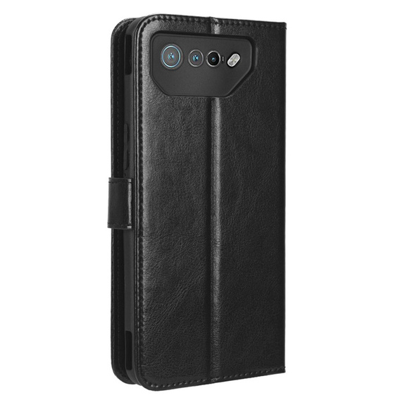 Klopové pouzdro pro Asus ROG Phone 7 5G, Crazy Horse Wallet, černé