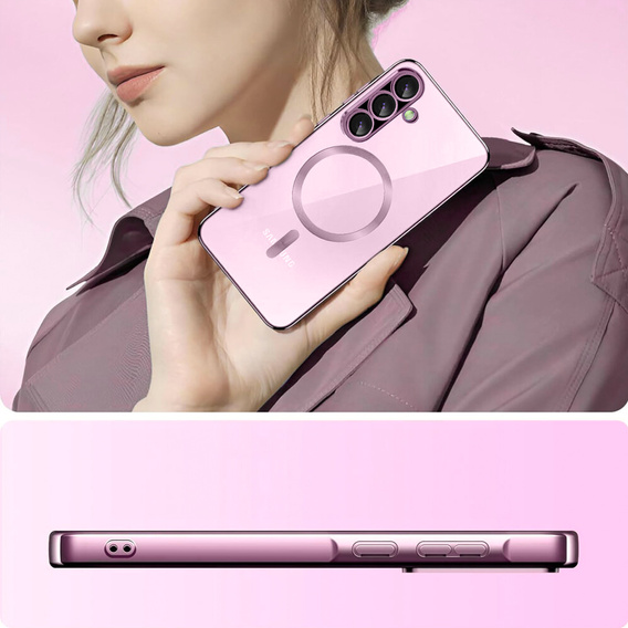 Pouzdro pro Samsung Galaxy A36, Electro MagSafe, růžové rose gold + sklo na displej