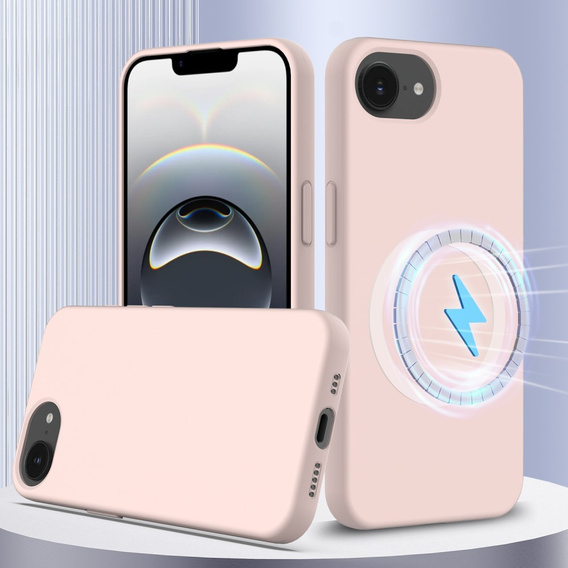 Pouzdro pro iPhone 16e, Silicone MagSafe, růžové