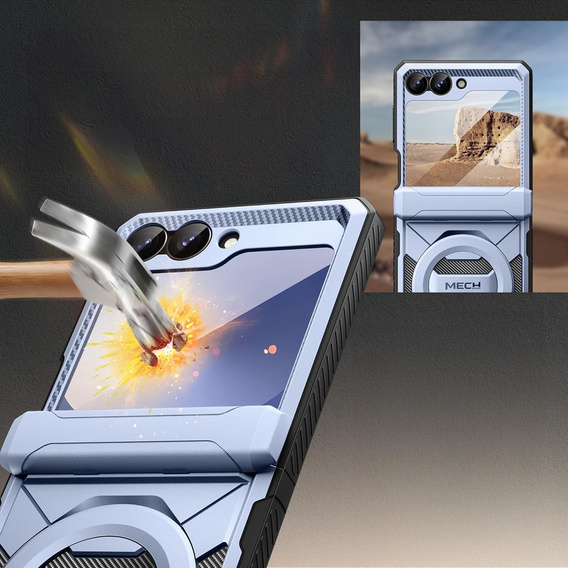Pouzdro Tongate MECH s MagSafe pro Samsung Galaxy Z Flip7 FE / Z Flip6, modré
