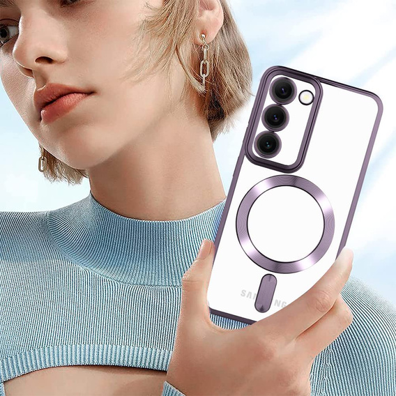 Pouzdro pro Samsung Galaxy S23 Plus, Electro MagSafe, fialové + sklo na displej