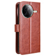 Klopové pouzdro pro Xiaomi Poco F7 Ultra, Crazy Horse Wallet, hnědé