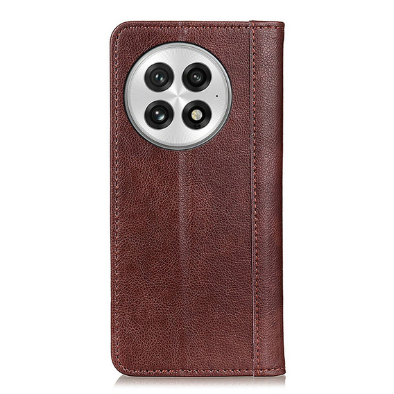 Flipové pouzdro pro OnePlus 13, Split Leather, hnědé