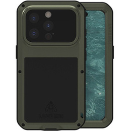 Pouzdro Love Mei pro iPhone 15 Pro, armored with glass, zelené